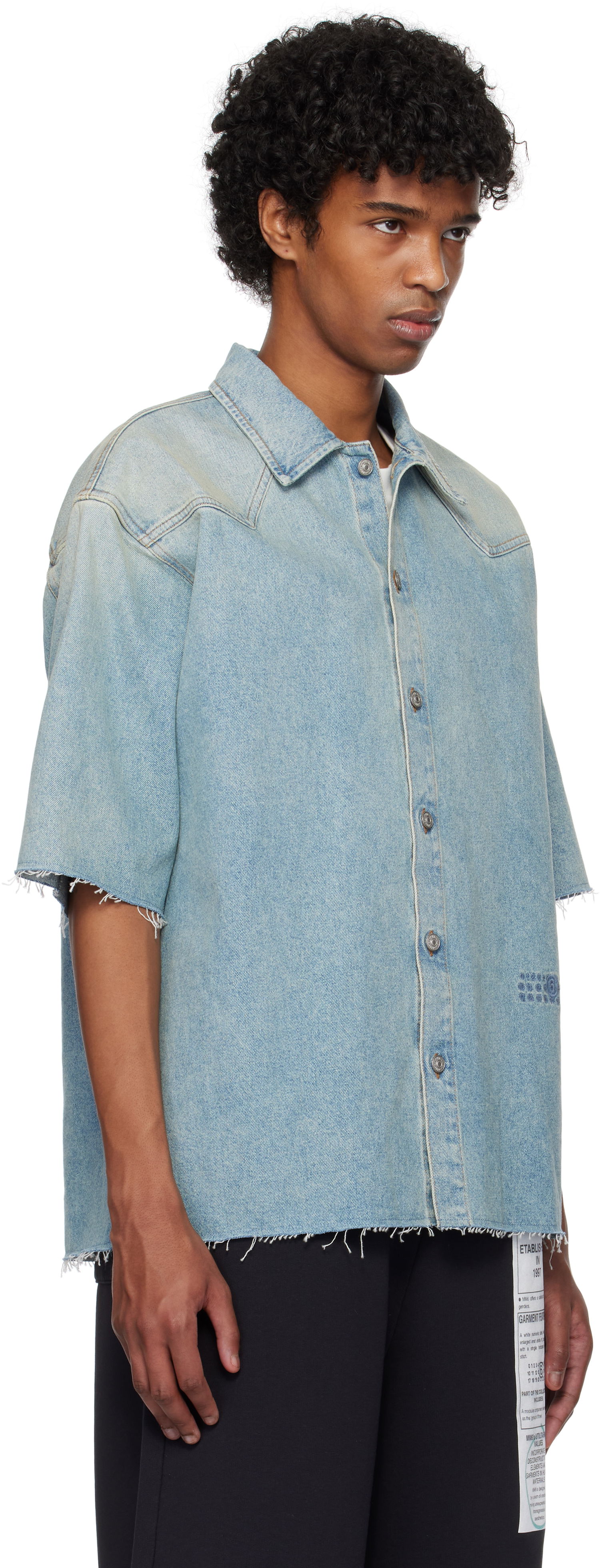 Риза Maison Margiela MM6 Maison Margiela Short Sleeve Denim Shirt Синьо | SH0DR0006 M30019, 1
