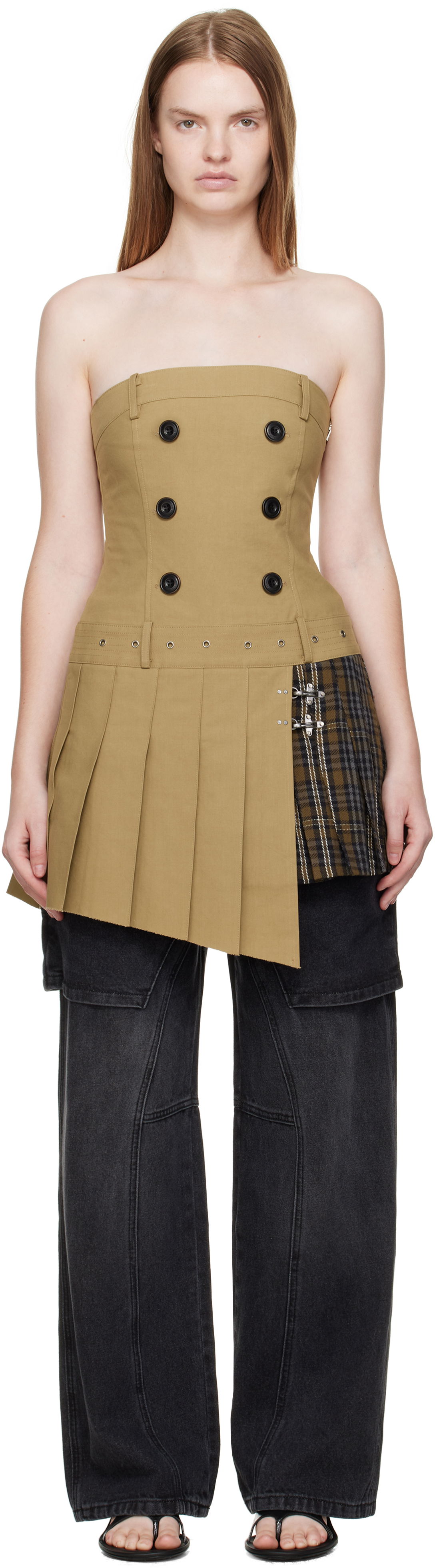 Pокля Andersson Bell Andersson Bell Double-Breasted Pleated Minidress Бежово | atb1366w, 0