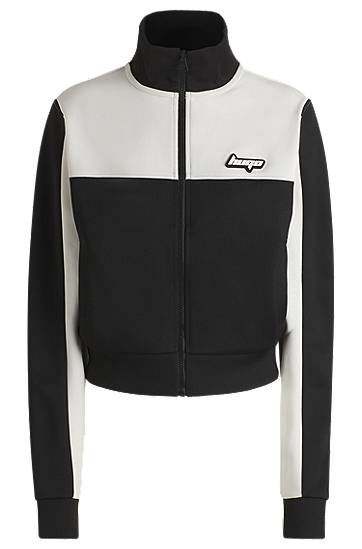 Retro Zip-Up Sweatshirt with Color-Blocking