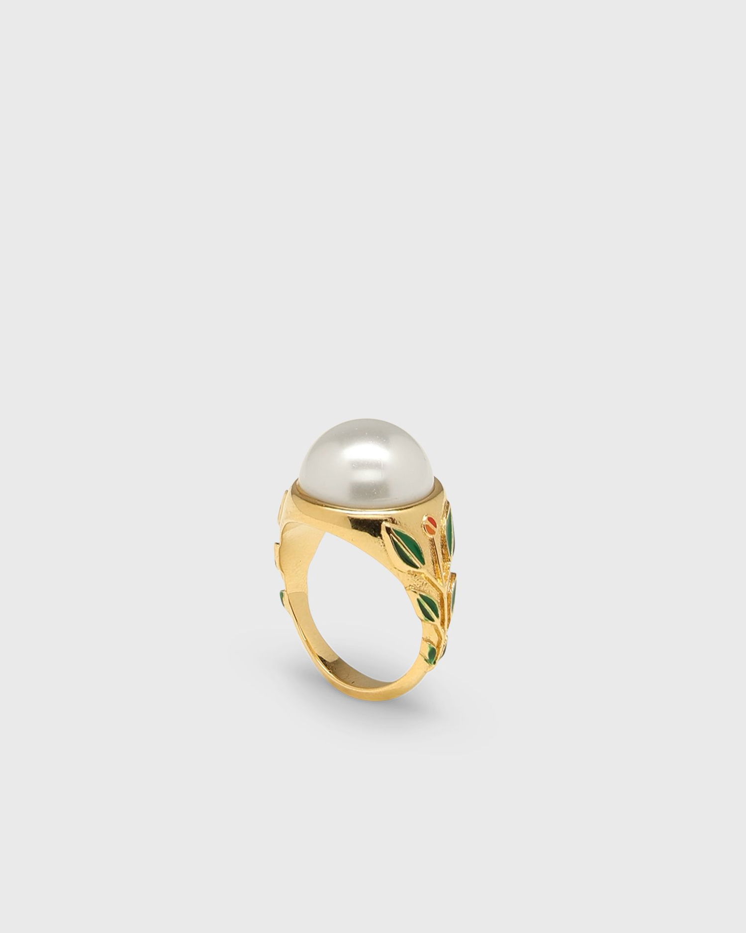 Пръстен Casablanca Pearl Gold-Tone Ring with Enamel Leaves Металик | APF25-JW-088-01, 0
