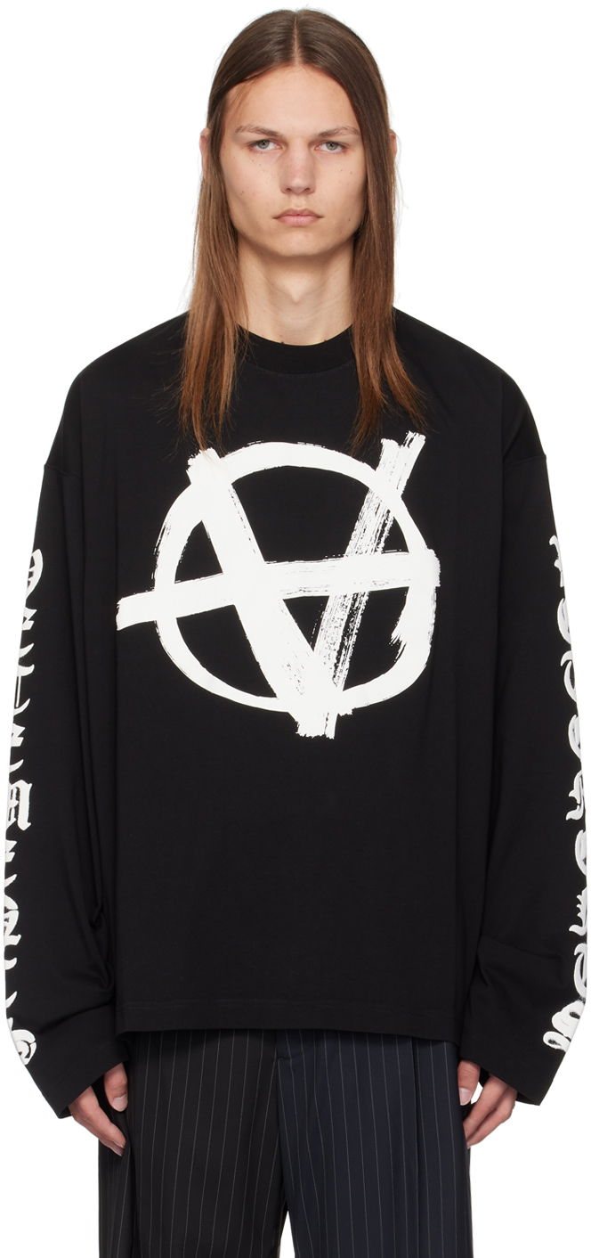 Тениска VETEMENTS Black Anarchy Long Sleeve T-Shirt Черно | UA65LS650B