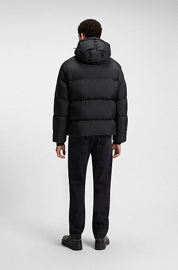 Пухо яке BOSS Oversized-fit Hooded Puffer Jacket in Crinkle Ripstop Черно | 50543618, 1