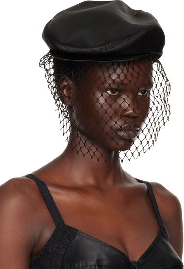 Барета Dolce & Gabbana Silk Satin Flat Cap with Veil Черно | FH664A GDCRR, 1