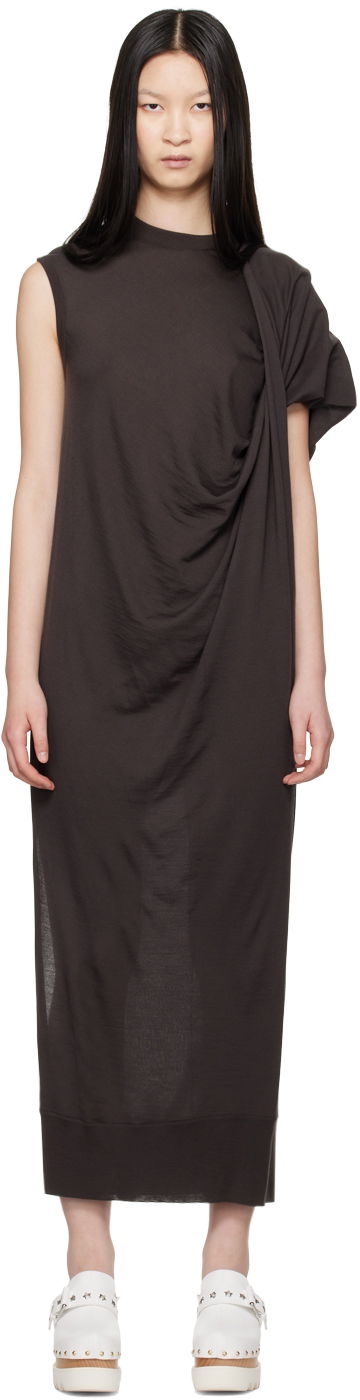 Pокля Stella McCartney Stella McCartney Asymmetric Draped Maxi Dress Кафяво | 6K08153S2500, 0
