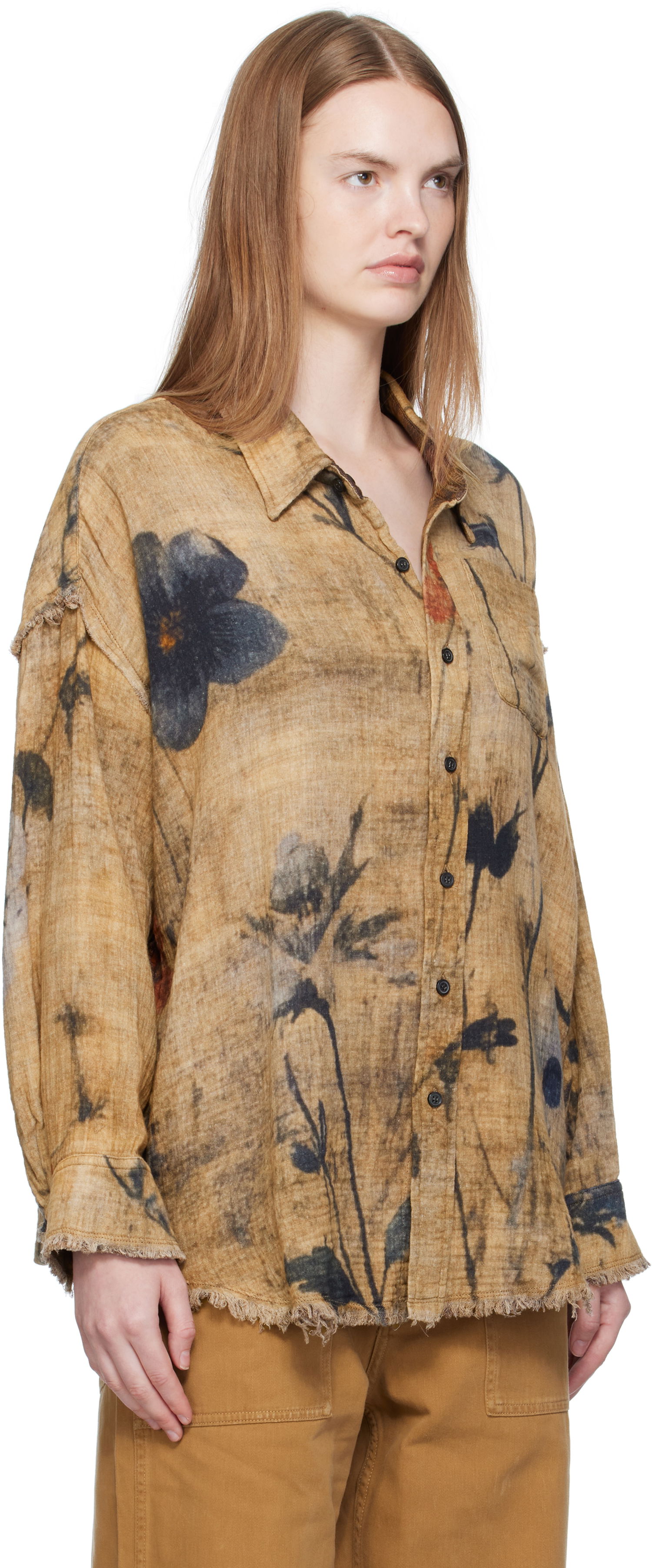 Риза R13 R13 Drop Neck Reversible Shirt Кафяво | R13WR463-R583B, 1