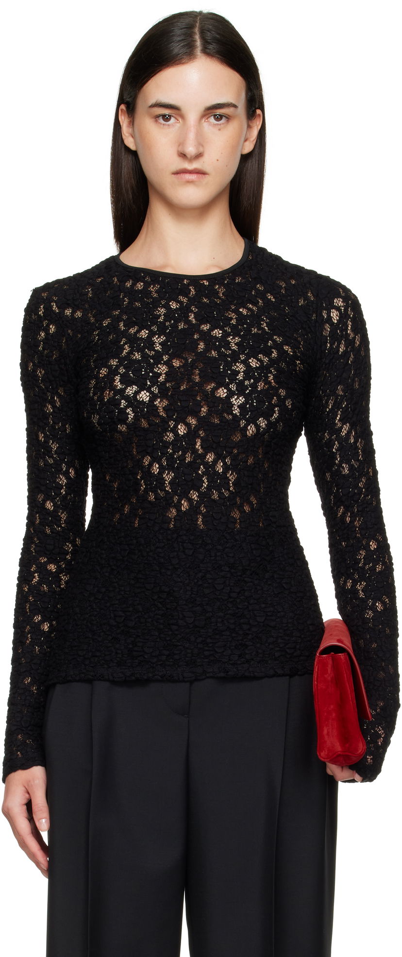 Тениска Max Mara Max Mara Gennaio Lace Top Черно | 2526946041600