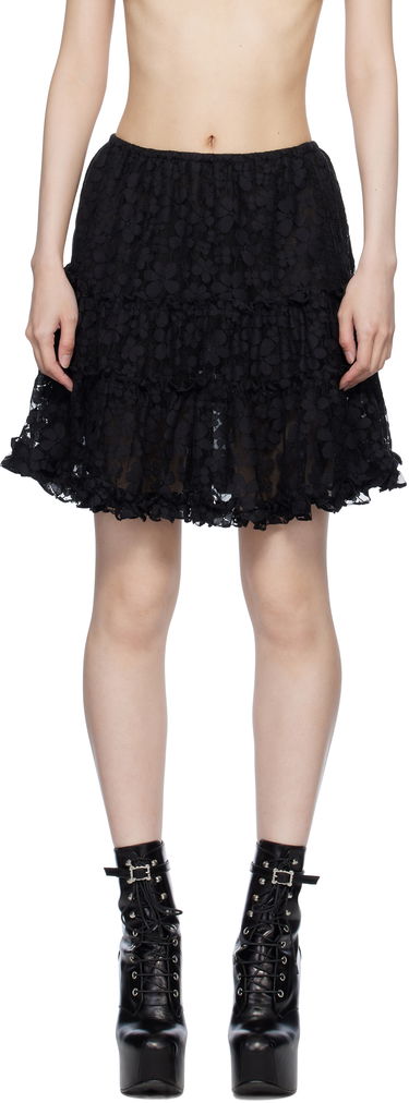 Пола Anna Sui Shadow Blossom Tiered Miniskirt Черно | 1025M10, 0