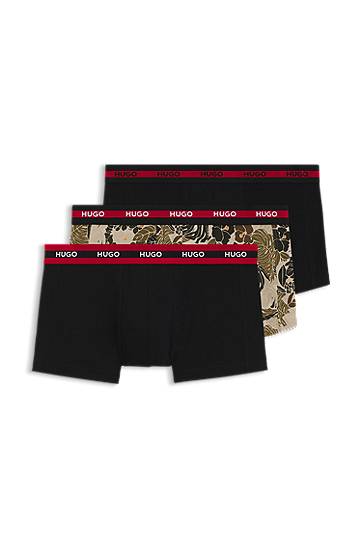 Боксерки BOSS HUGO Three-Pack of Stretch-Cotton Trunks with Logo Waistbands Черно | 50545668, 0