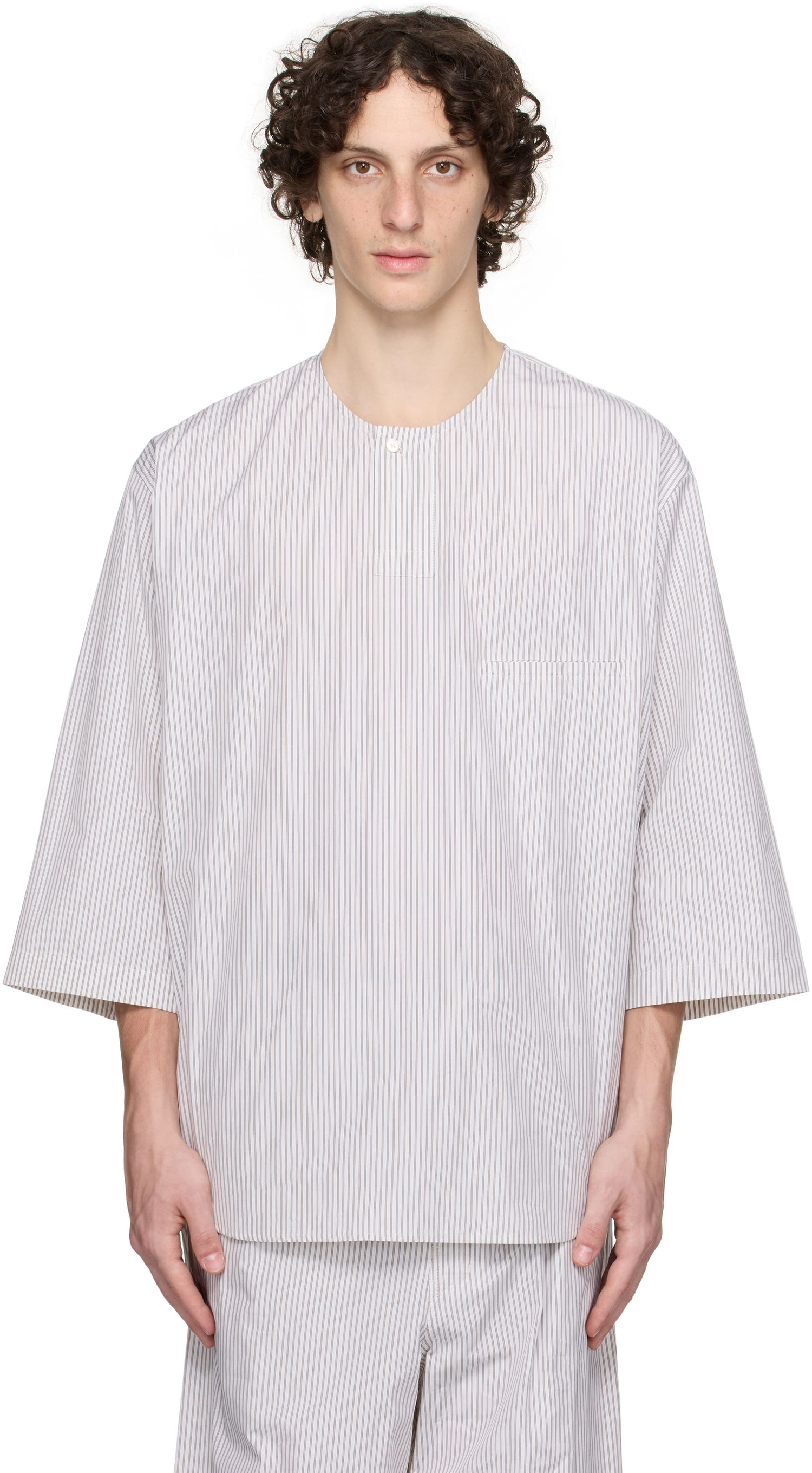 Тениска LEMAIRE Lemaire Short Sleeve Henley Бяло | TO1326 LF1409, 0