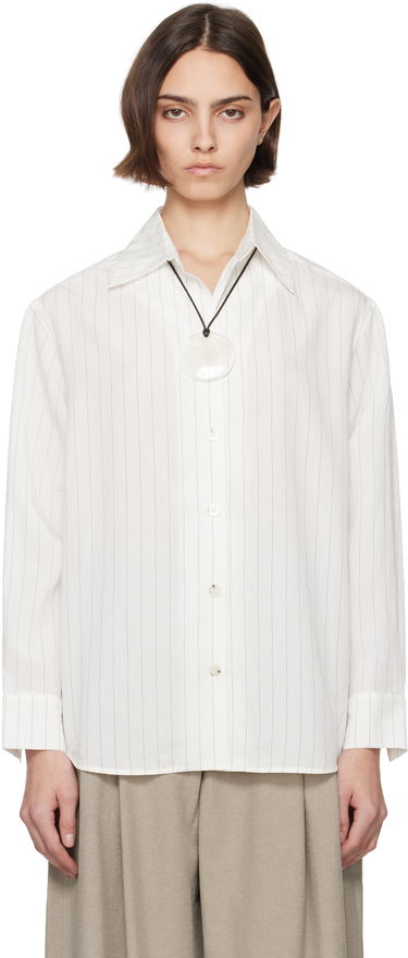 Риза Nanushka Nanushka Fryda Pinstriped Button-Down Shirt Бяло | NW25SSTP26400, 0