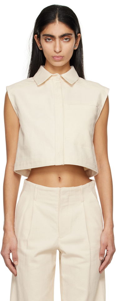 Риза Loulou de Saison Loulou de Saison Adora Cropped Sleeveless Shirt Бяло | ADORA, 0