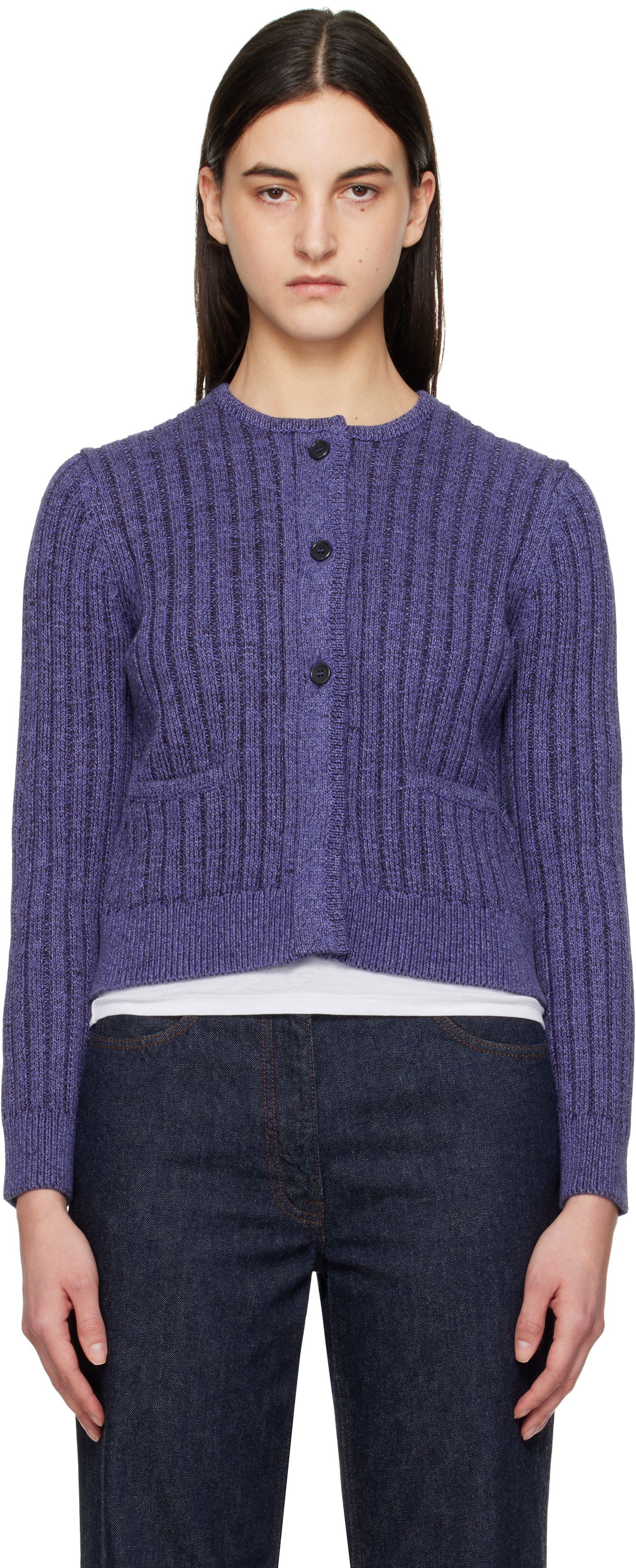 Пуловер JW Anderson JW Anderson Cropped Buttoned Cardigan Лилаво | KW1356-YN0410, 0