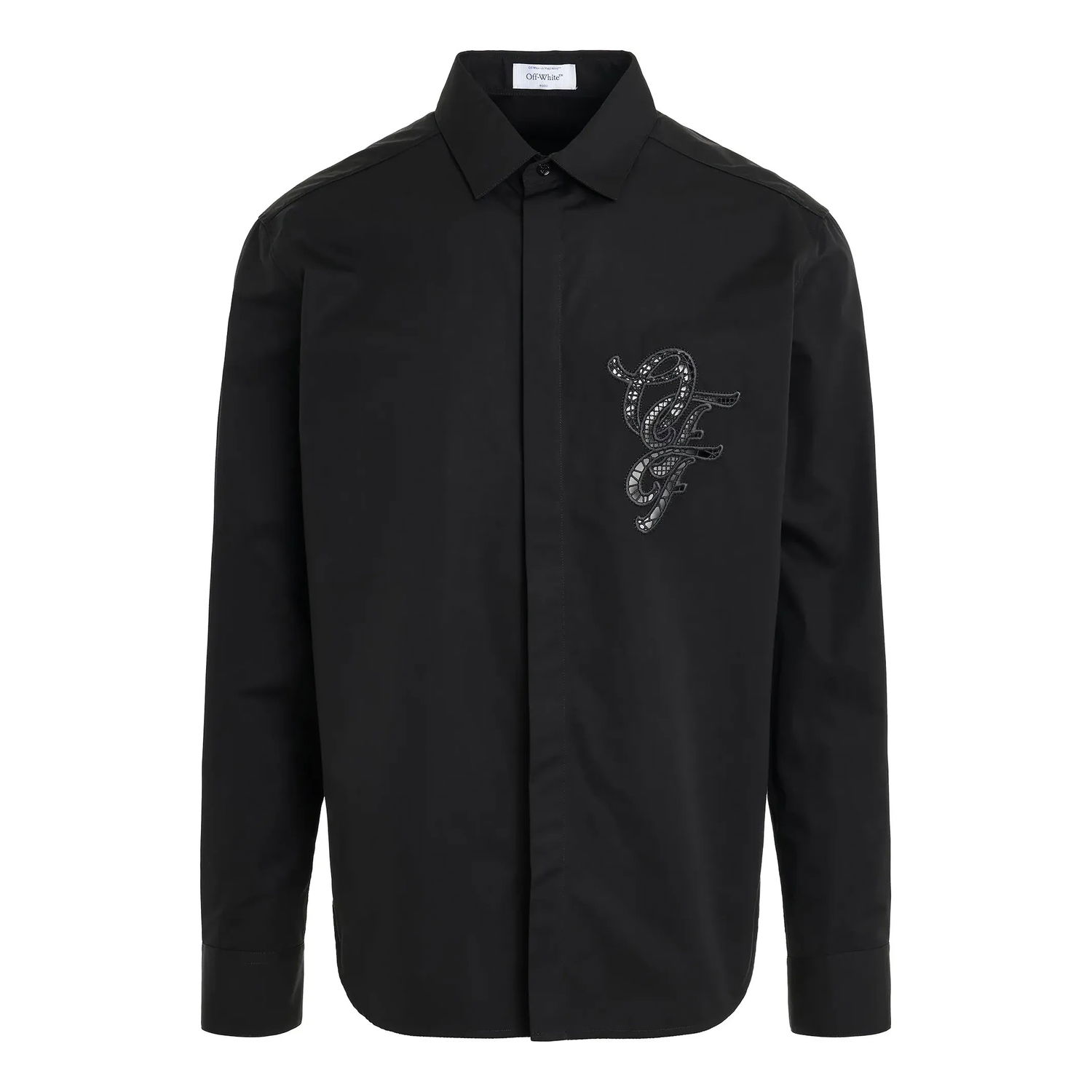 Риза Off-White Nature Lover Heavy Cotton Shirt Черно | OMGE040S24FAB0041010, 0