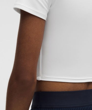 Съкратен топ lululemon Cropped T-Shirt Slim Fit with Built-in Bra Medium Support B/C Cups L Бяло | prod11871026, 5