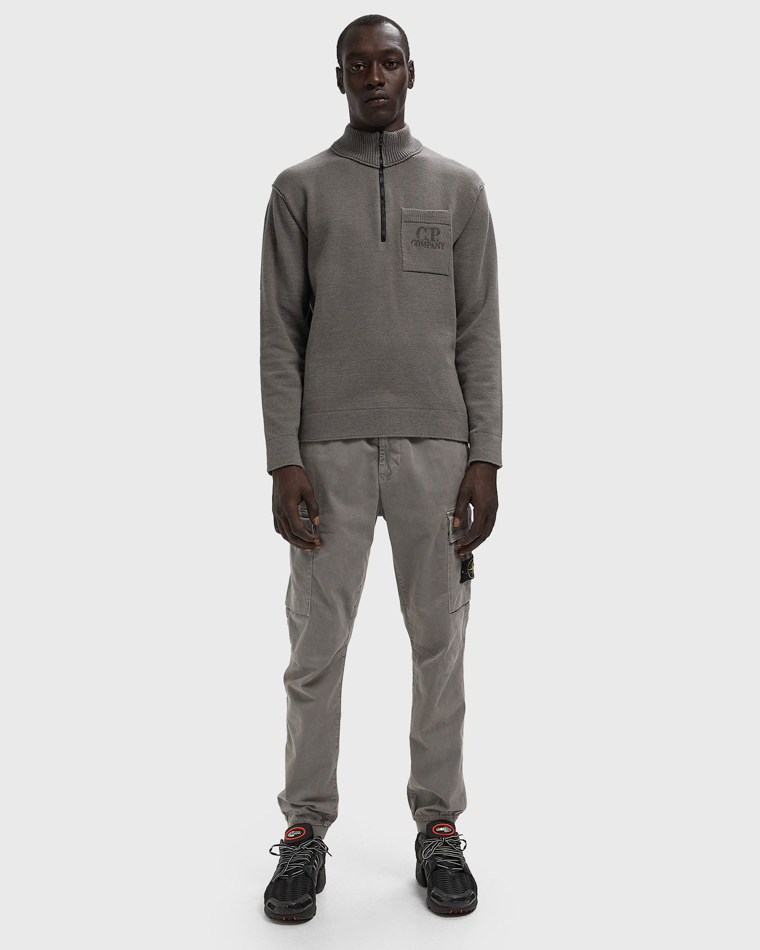 Пуловер C.P. Company Half Zip Knit Sweater Сиво | 19CMKN236A110432A-921, 1