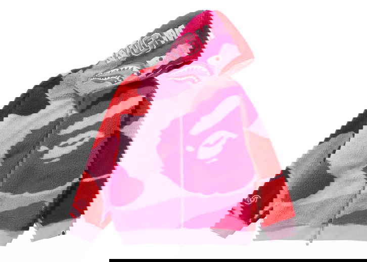 Яке BAPE BAPE Mega ABC Camo Shark Boa Hoodie Jacket Pink Розово | 1J70-140-027