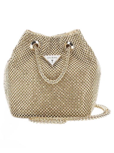 Чанта през рамо GUESS Lua Rhinestone Mini Bucket Bag Бежово | HWRG9205750