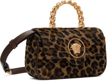Дамска чанта Versace Mini Leopard Print Shoulder Bag Черно | 1013439_1A12240_6N24V, 1