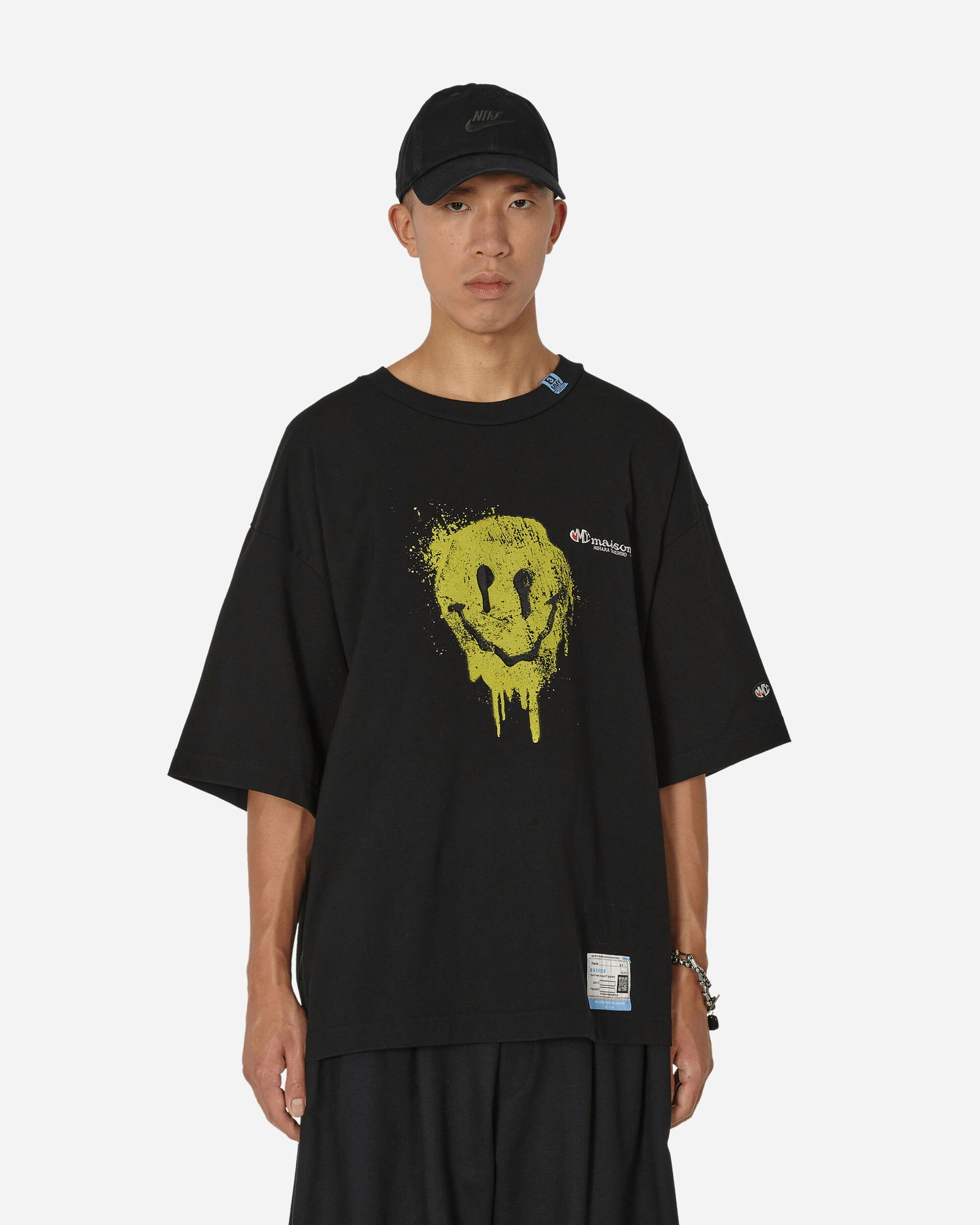 Тениска Maison MIHARA YASUHIRO T-Shirt with Smiley Face Print Черно | A11TS691 BLACK, 0