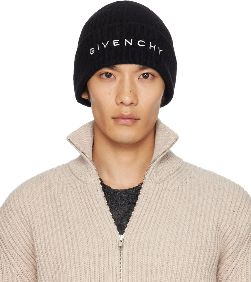 Шапка Givenchy Givenchy 4G Embroidered Beanie Черно | 710003974001-U7927
