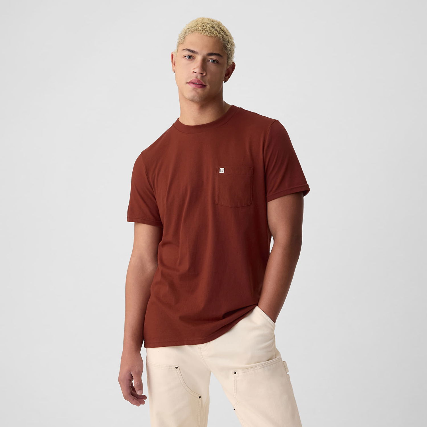 Тениска GAP T-shirt Logo Pocket Tee Smoked Paprika XL Кафяво | 857901-07, 0