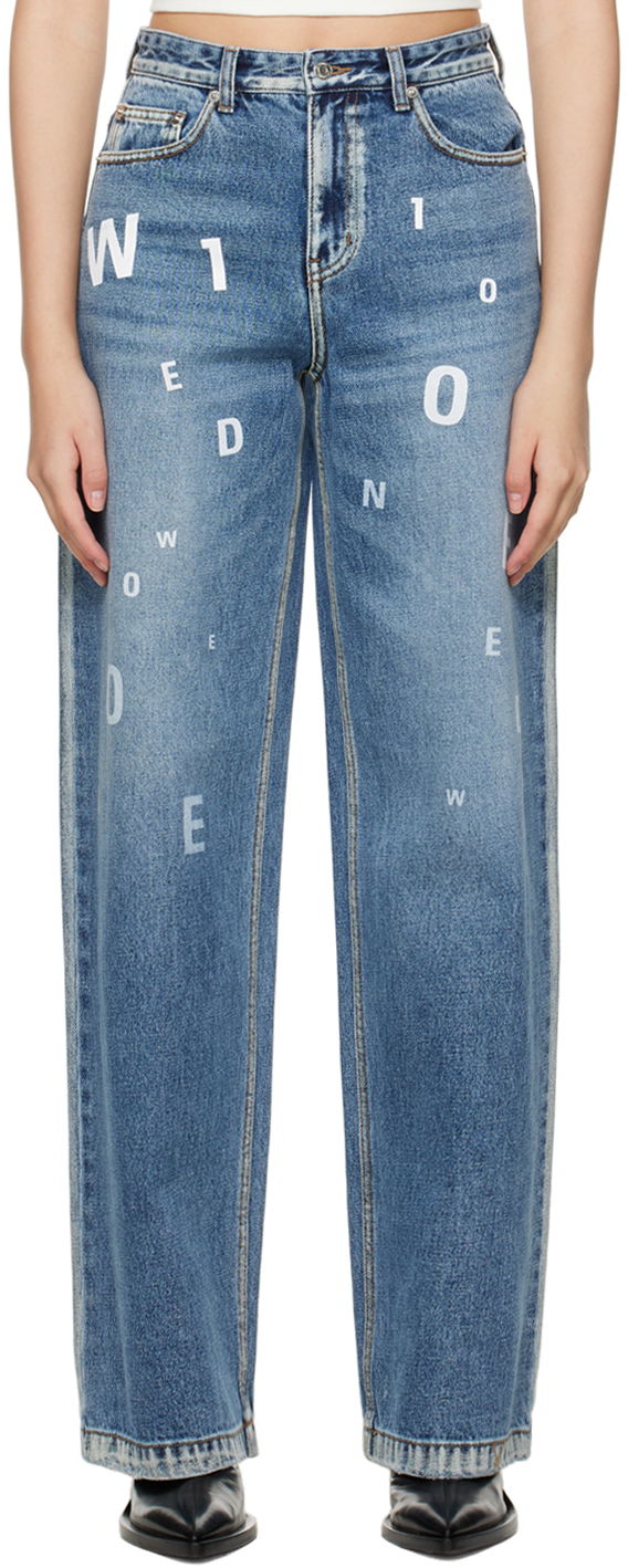 Дънки We11done Random Logo Straight Leg Jeans Синьо | WD-DP3-22-387-W-NV, 0