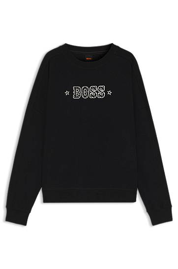 Суитчър BOSS BOSS Cotton-Terry Sweatshirt with Logo Черно | 50546961, 0