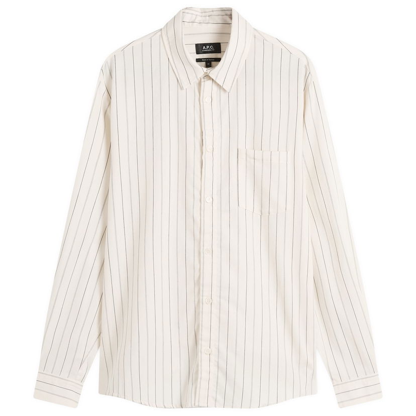 Риза A.P.C. Men's Clement Stripe Shirt, Size Small Бяло | COHJU-H12512-AAD