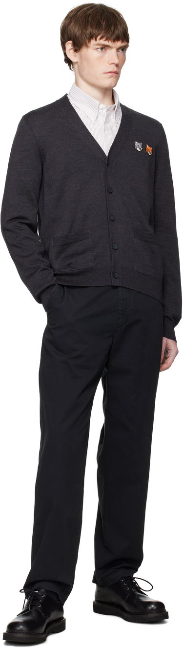 Пуловер MAISON KITSUNÉ Double Bold Fox Head Patch Regular Cardigan Сиво | OM051CFKT1036, 3