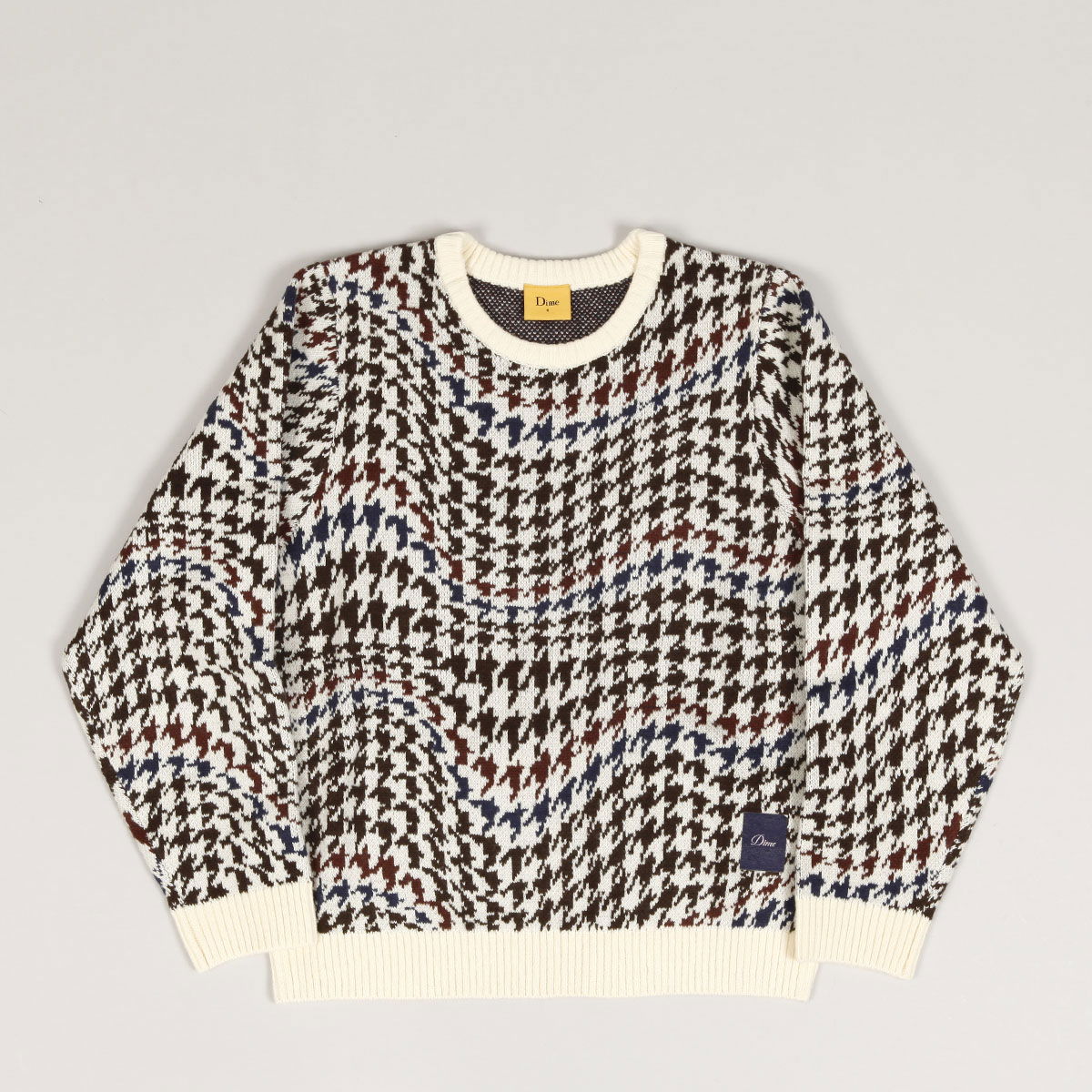 Пуловер Dime Houndstooth Knit Sweater Бяло | DIMEHO247CRE, 1