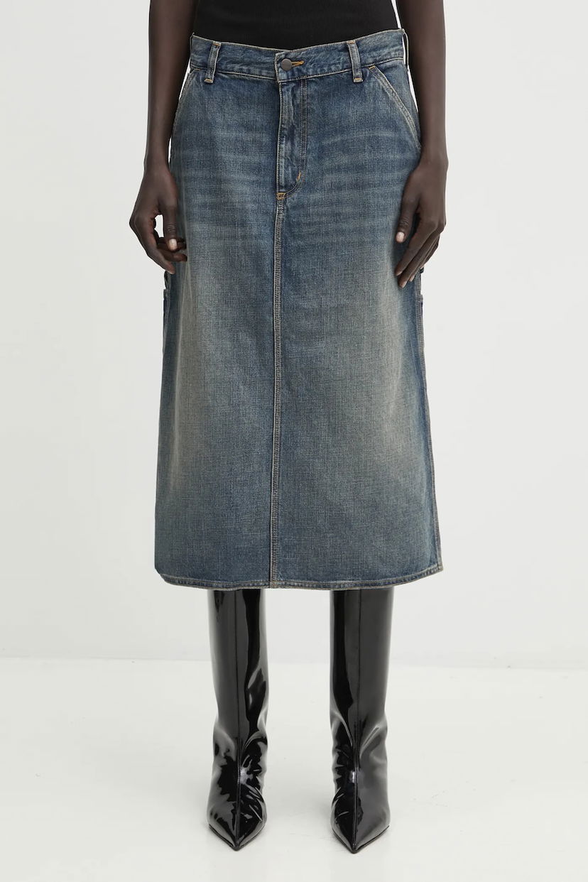 Пола Carhartt WIP Single Knee Denim Midi Skirt Синьо | I034224.014Q