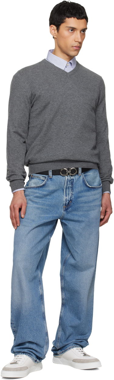 Пуловер FERRAGAMO V-Neck Sweater Сиво | 787993, 3