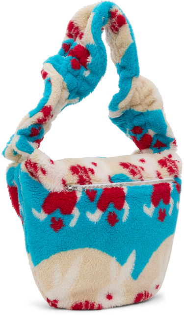 Чанта през рамо Chopova Lowena Exclusive Blue & Off-White Bunny Fleece Shoulder Bag Многоцветен | 1177, 2