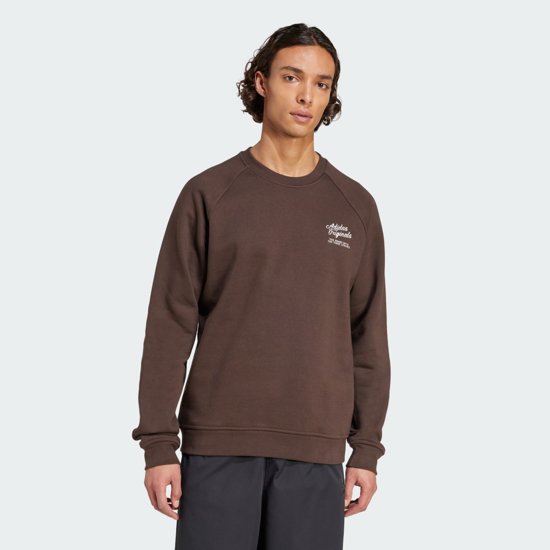 Пуловер adidas Performance Diner Text Graphic Fleece Crewneck Sweatshirt Кафяво | KC3510, 0