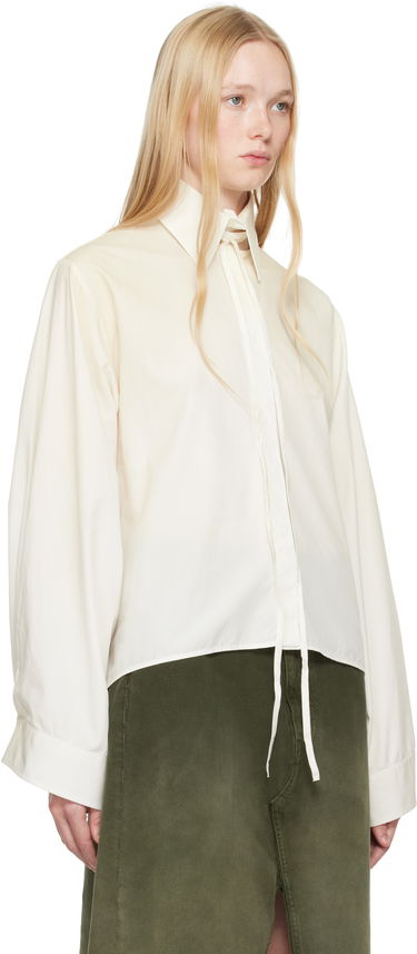 Риза Maison Margiela MM6 Maison Margiela Cotton Poplin Tie-Neck Shirt Бяло | S62DT0039 M35458, 1