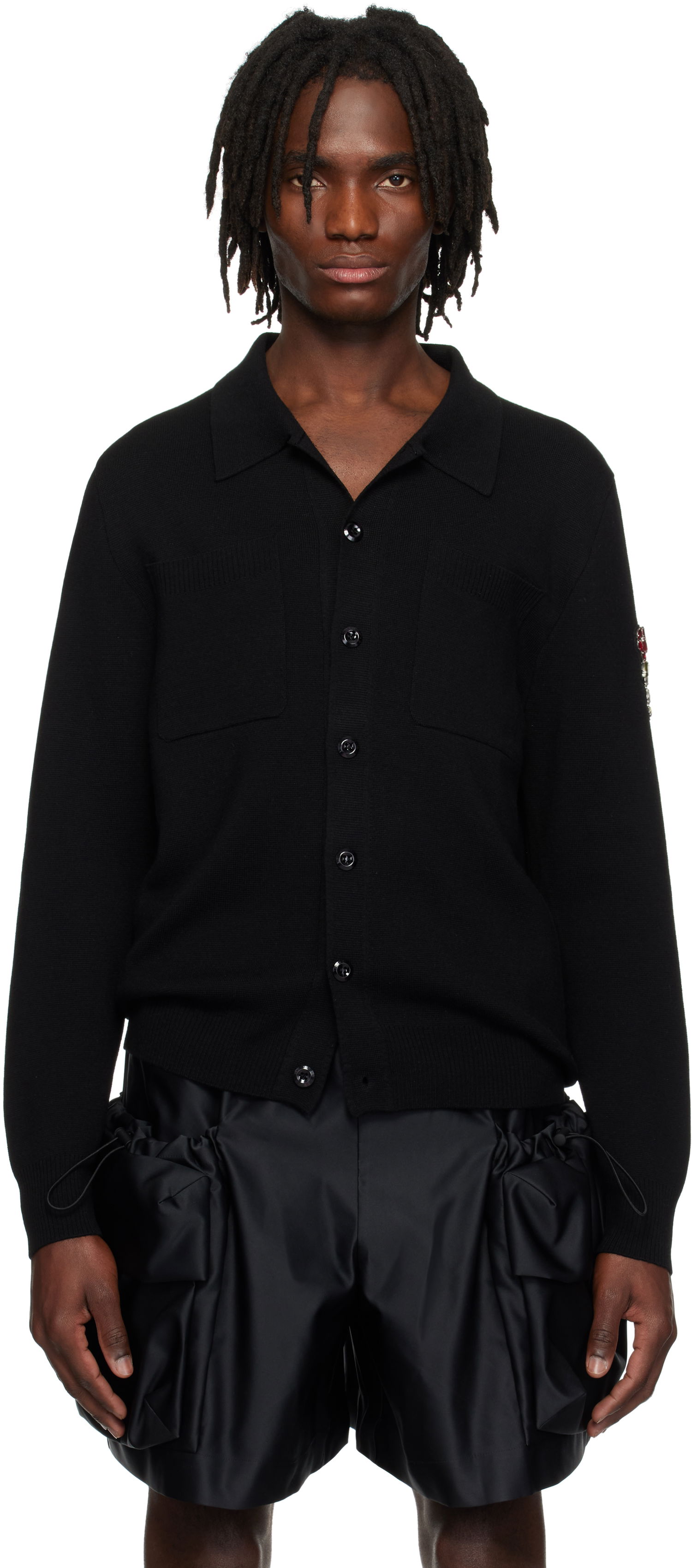 Пуловер Simone Rocha Simone Rocha Knit Workwear Cardigan Черно | VMK11B 0646, 0