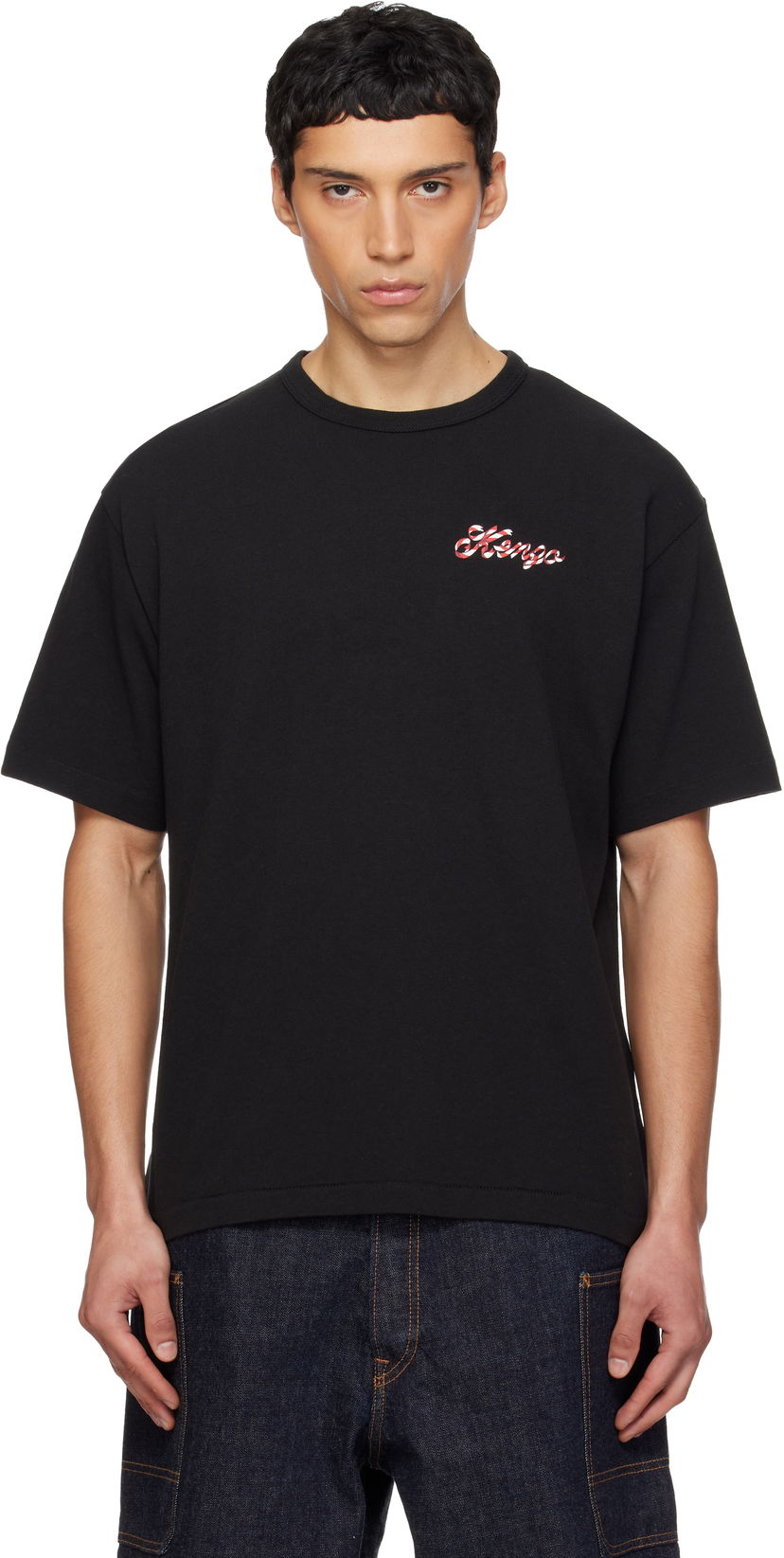 Тениска KENZO Oversized T-shirt 'KENZO Winter Holidays' Черно | FG55TS4004SK