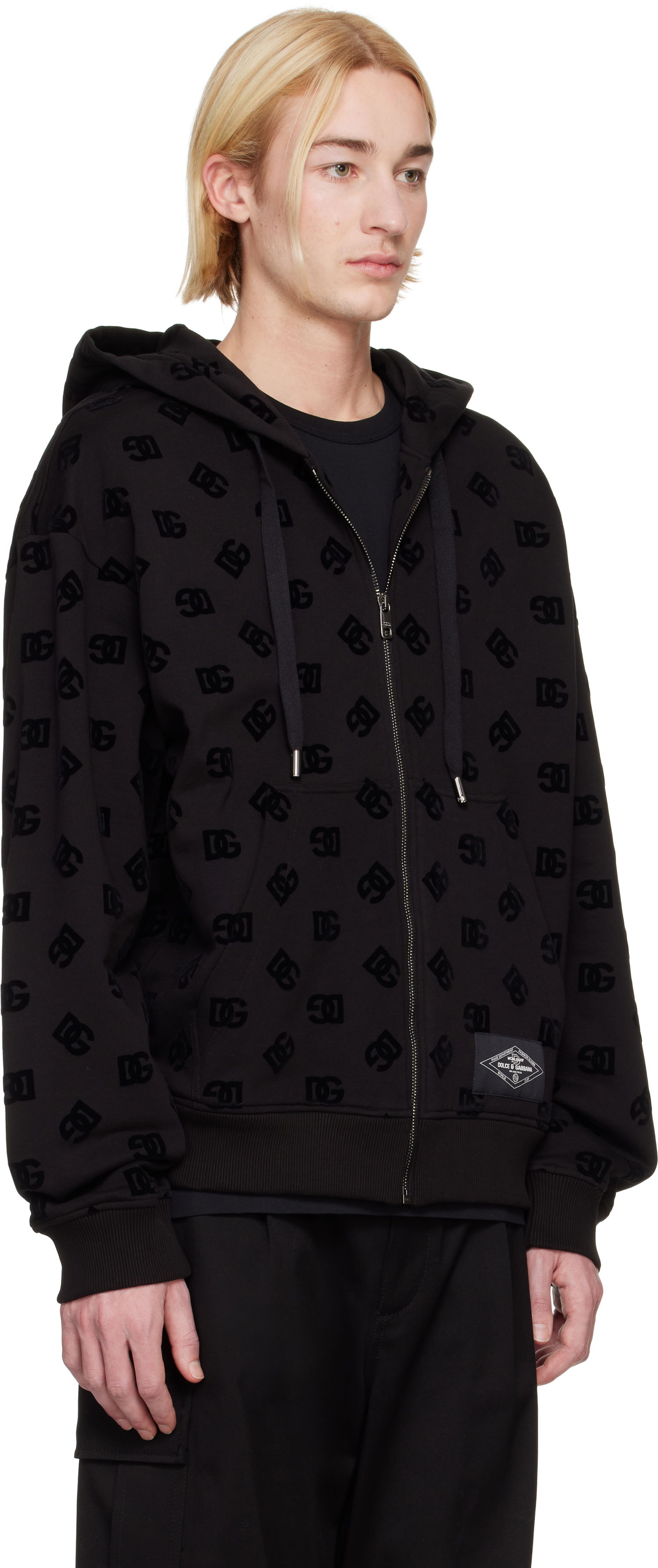 Суитчър Dolce & Gabbana Flocked Logo Zip-Up Hoodie Черно | G9AIYTG7NWD, 1
