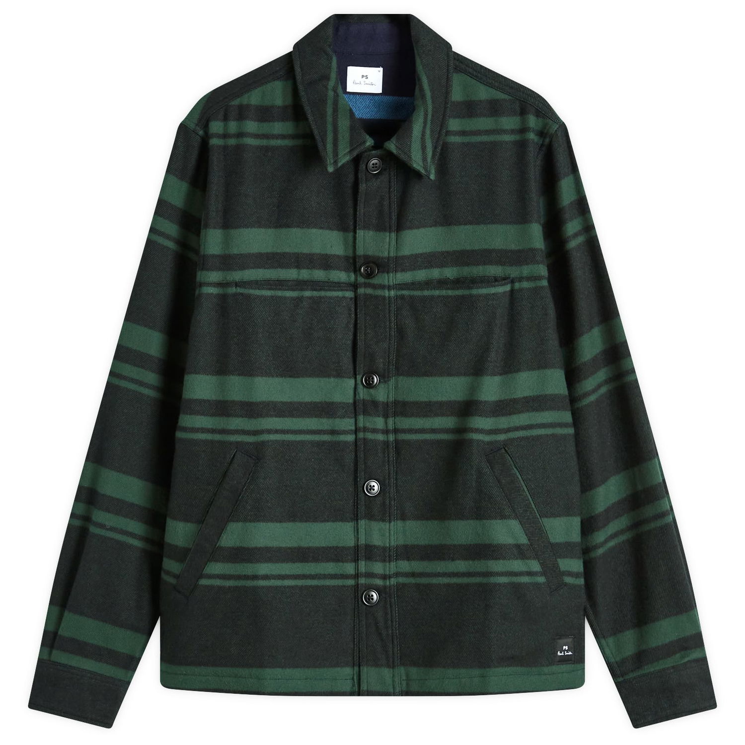 Риза Paul Smith Paul Smith Men's Long Sleeve Flannel Overshirt, Size Medium Зелено | M2R-118Z-N22201-38, 0