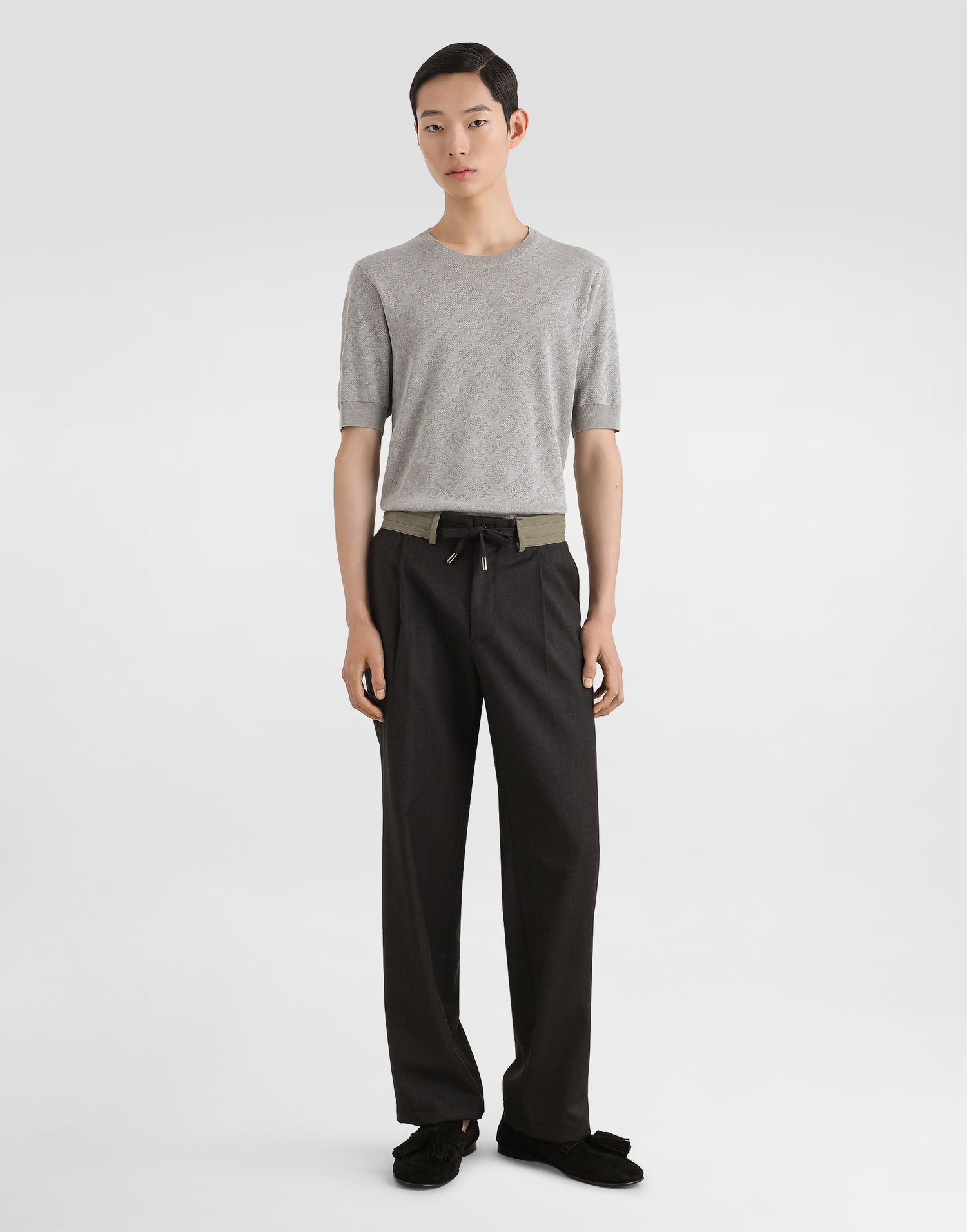 Пуловер Dolce & Gabbana Silk Short-Sleeved Jacquard Pullover Сиво | GXX03TJBSO9V0545, 1