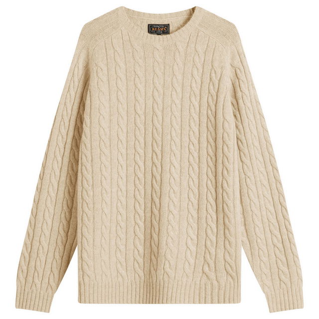 Beams Plus Cable Knit Crew Neck Jumper