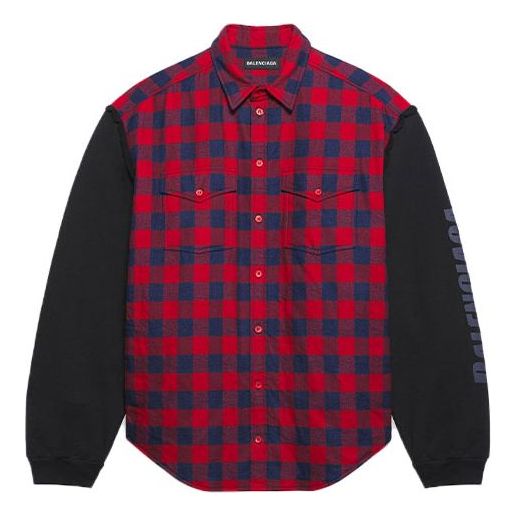Риза Balenciaga Balenciaga FW21 Long-Sleeved Checked Shirt Червено | 658936TBM238521, 0