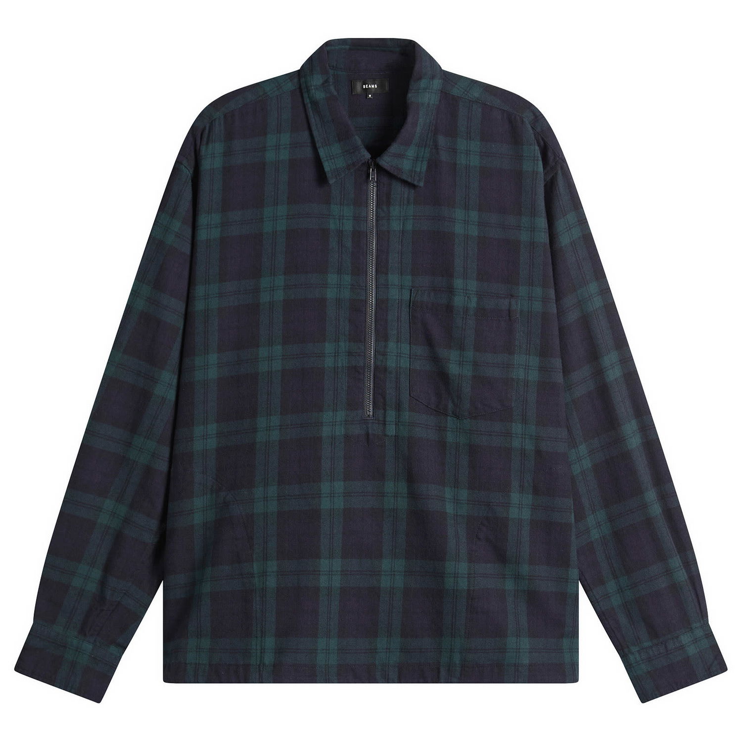 Риза BEAMS Half Zip Pullover Shirt in Black Watch, Size Small Многоцветен | 1111-1245-147-90, 0