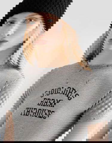 Тениска Dolce & Gabbana Dolce & Gabbana Jersey T-Shirt with "Cool Girls Break the Rules" Print Сиво | F8V89TGDDGHS9000, 3