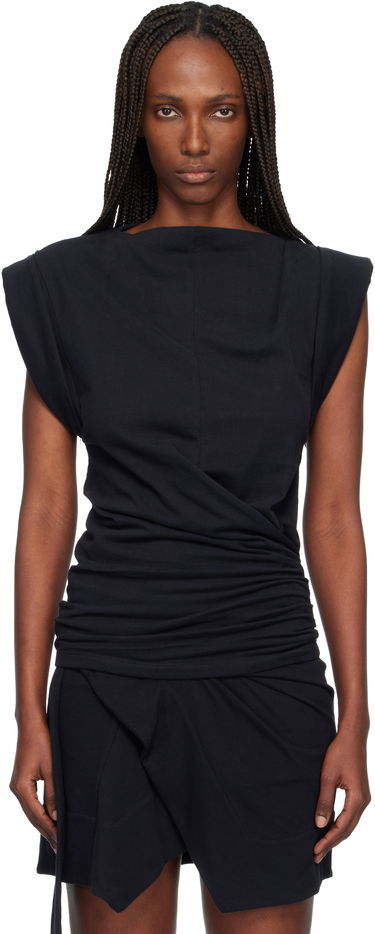 Тениска ISABEL MARANT Maisan Shoulder-Padded Ruched T-shirt Черно | TS0207FA-A1N41I, 0
