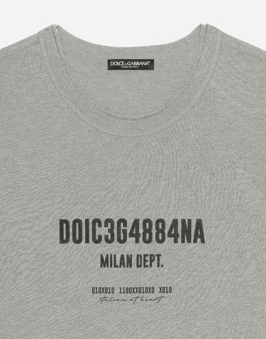 Тениска Dolce & Gabbana Cotton Interlock T-shirt With Logo Print Сиво | G8RF4TG7K0CS8290, 2
