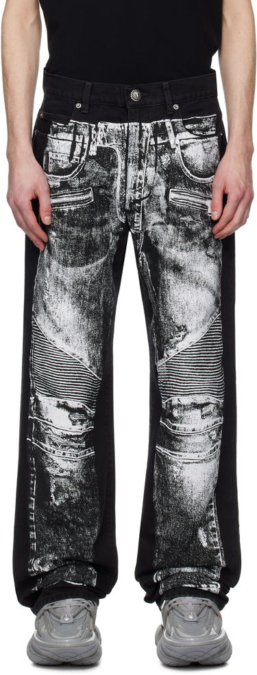 Дънки Balmain Balmain Loose-Fit Biker Print Jeans Черно | EH1ML155DF52, 0