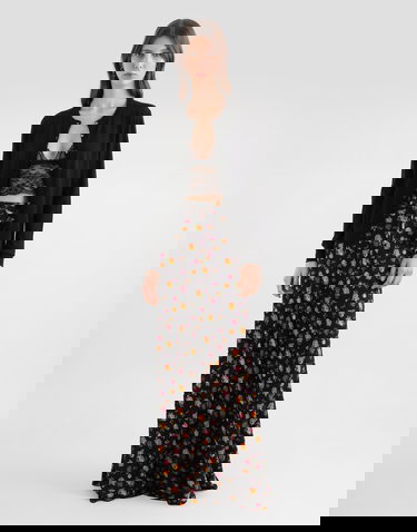 Пола Dolce & Gabbana Dolce & Gabbana Small Rose Bouquets-print Flared Charmeuse Skirt Многоцветен | F4DBJTFSA8DHN5XR, 1