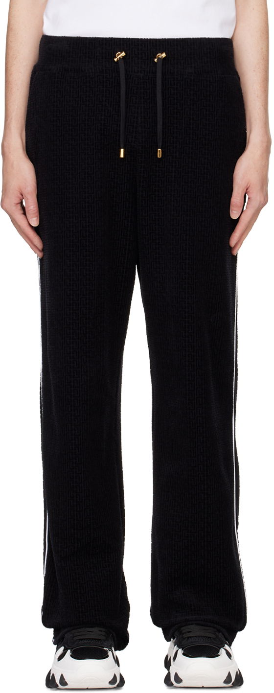 Спортни панталони Balmain Velvet Monogram Sweatpants Черно | DH0PQ270JI39