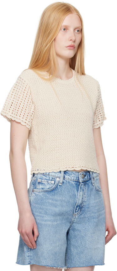 Тениска rag & bone rag & bone Khloe Open Knit Short Sleeve T-shirt Бежово | WAS25P016BR16, 1